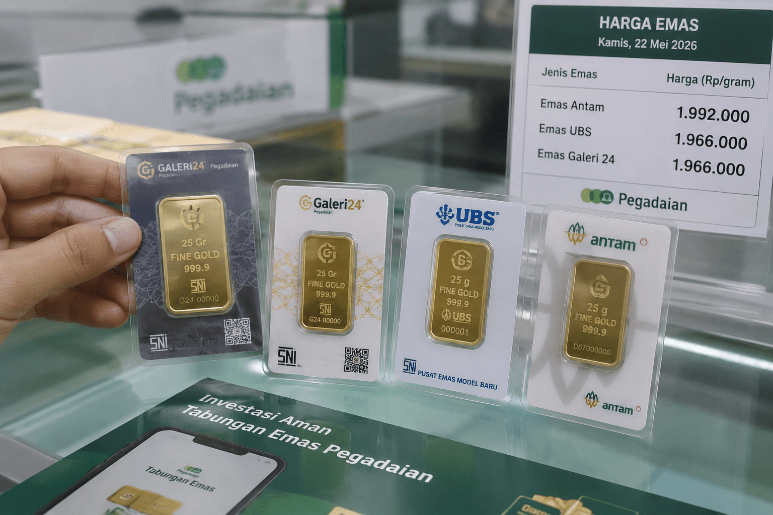 Harga Emas Antam, UBS, dan Galeri 24 di Pegadaian Kompak Bergerak Hari Ini