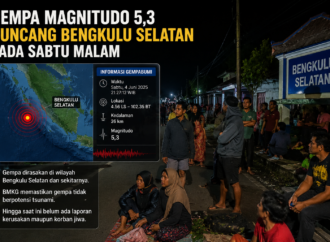 Gempa Magnitudo 5,3 Guncang Bengkulu Selatan pada Sabtu Malam
