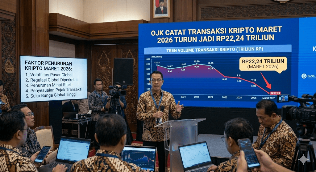 OJK Catat Transaksi Kripto Maret 2026 Turun Jadi Rp22,24 Triliun