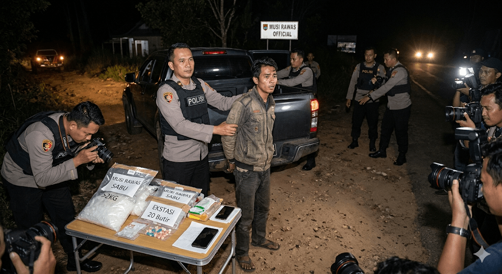Polres Musi Rawas Gagalkan Penyelundupan 2 Kilogram Sabu dan Ekstasi