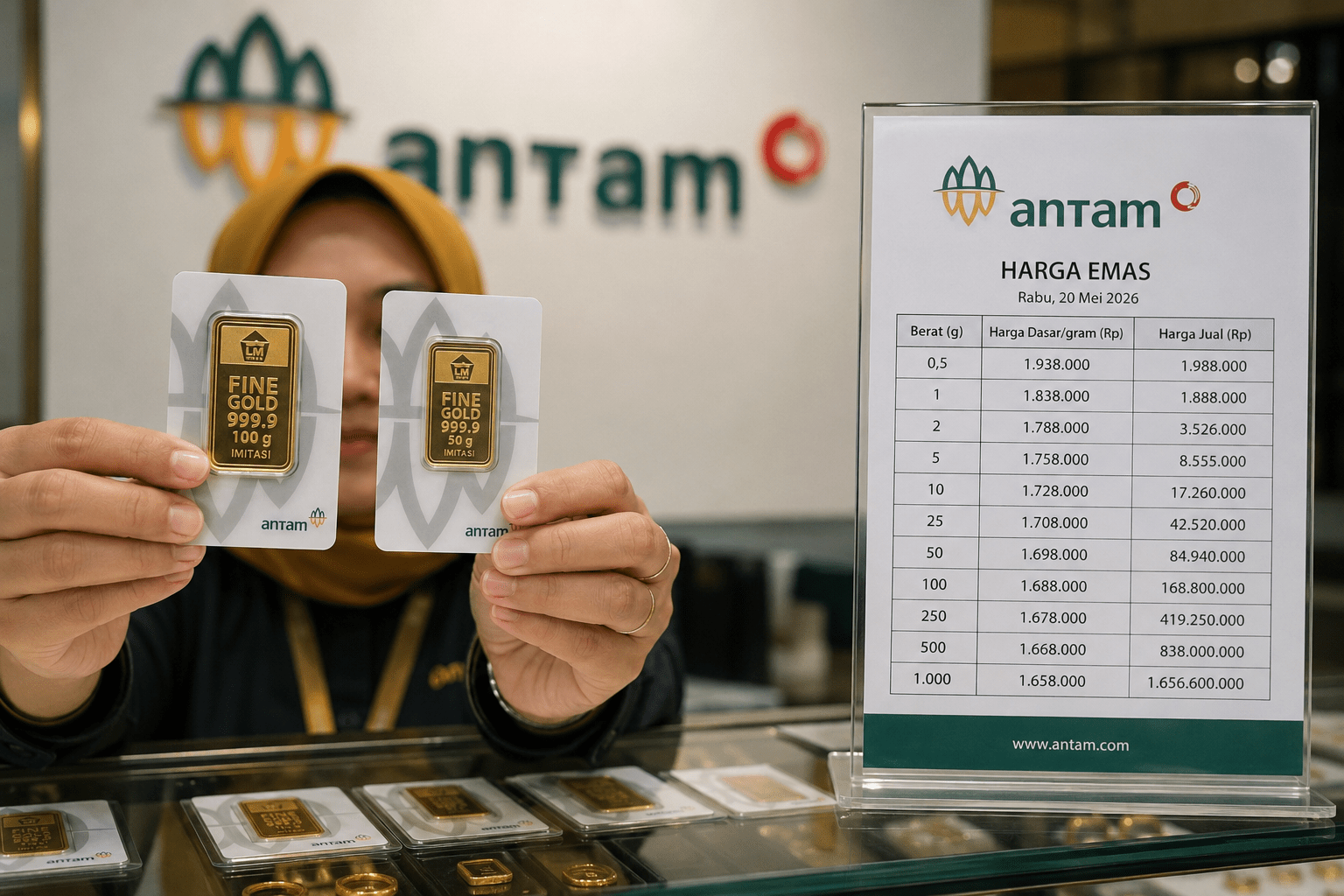 Harga Emas Antam Hari Ini Jatuh Lagi, Buyback Ikut Turun