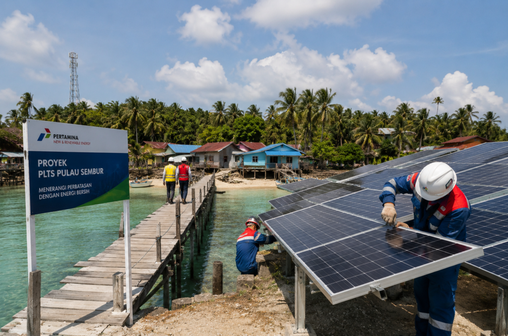 Pertamina Bangun PLTS di Pulau Sembur, Dorong Listrik Bersih di Perbatasan RI